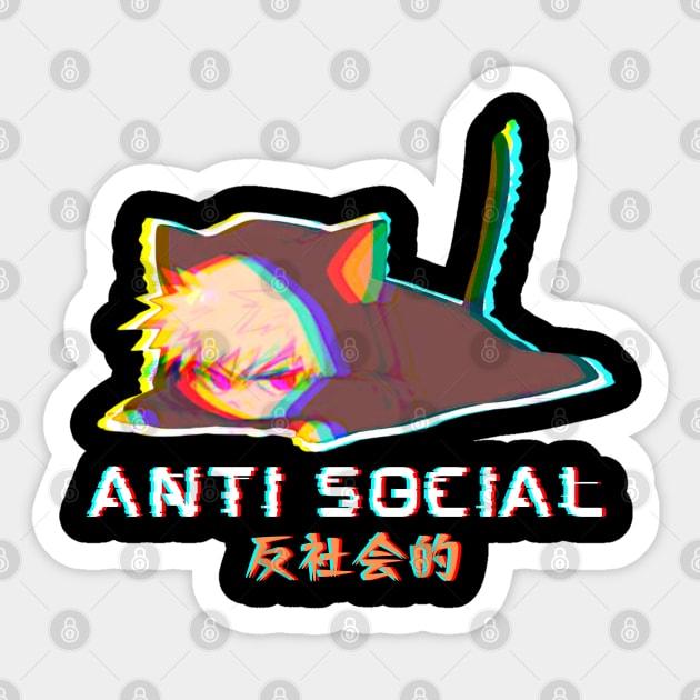 Vaporwave Glitch Anti Social Sad Boy Anime Sticker by Sugoi Otaku Gifts